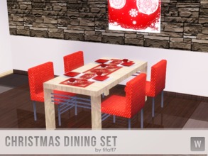 Sims 3 — Christmas Dining Set by tifaff72 — Modern Christmas Dining Set. Include: - chair - table - tablecloth -