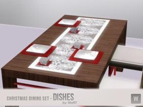 Sims 3 — TChristmas Dining Set - Dishes/Tableware by tifaff72 — Christmas Dining Set - tableware. 2 recolorable areas.