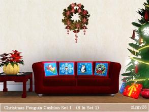 Sims 3 — Christmas Penguin Cushion Set 1 by ziggy28 — Christmas Penguin Cushions. Set 1 has 8 cushions with various