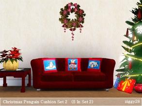 Sims 3 — Christmas Penguin Cushion Set 2 by ziggy28 — Christmas Penguin Cushions. Set 2 has 5 cushions with various