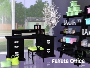 Sims 3 —  Fekete Office by Flovv — A modern office with some comfortable curves. Fill your desk with handbooks and your