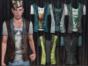 Sims 3 — MaleFashionSet3_Vest-Shirt by Shojoangel — Hi...recolorable...Enjoy and merry x-mas :)...hairs by ea (edit by