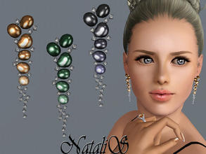 Sims 3 — Two-tone pearl and crystal earrings( var-2) FT-FE by Natalis — Two-tone baroque South Sea cultured pearls