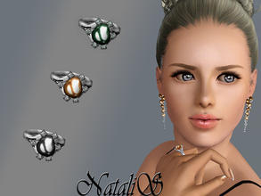 Sims 3 —  Perl and Diamond  Ring  FA-FE by Natalis — Two-tone baroque South Sea cultured pearls shimmer and clear