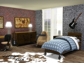 Sims 3 — Rhodium Teen Bedroom by wondymoon — - Rhodium Teen Bedroom - wondymoon@TSR - Dec'2012 - Pattern made with TSRW