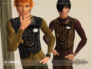 Sims 3 — Top steampunk waistcoat by bukovka — Shirt with a leather jacket in the style of steampunk. Vest decorated