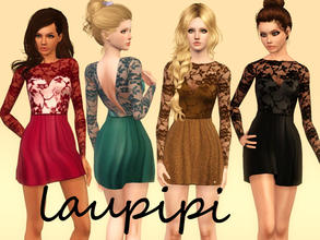 Sims 3 — Lace Dress by laupipi2 — New lace dress. Dress with lace top and transparencies. The back of the dress has a