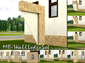 Sims 3 — MB-WallLedgeSet by matomibotaki — MB-WallLedgeSet, 7 new meshes, all recolorable and cloned form a column, so