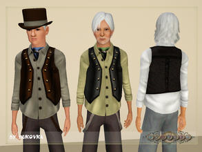 Sims 3 —  Top vest Steampunk em by bukovka — Shirt with a leather vest elderly men in the style of steampunk. Silk scarf