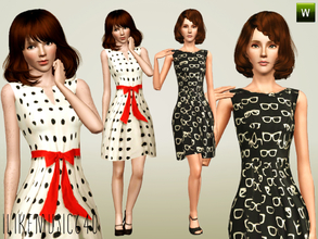 Sims 3 — Whimsy by ILikeMusic640 — A set of printed whimsical dresses. Both are recolorable.