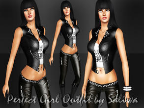 Sims 3 — Perfect Girl Leather Outfit by saliwa — Very Stylish Leather Outfit for your sims with many drop accessories,