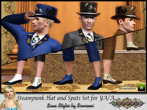 Sims 3 — Steampunk Hat and Spats  Set for YA/A Male by simromi — Complete the look with the steampunk hat and spats. Hat