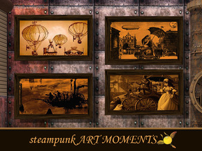 Sims 3 — evi SteamPunk Art  Moments by evi — A Steampunk inspired set of paintings. Balloon, caravans, magical love