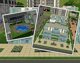 Sims 2 — Modern Apartments by MartinaES — Complete with community area(hot tub, workout room, tv lounge, & skill