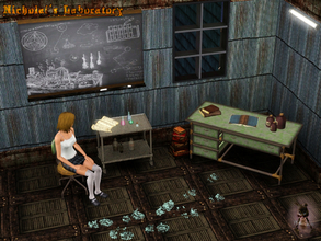 Sims 3 — Nicholai's Laboratory by Symphonie1213 — A sturdy desk, plenty of books, and some sample potions... what more