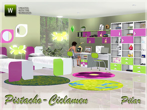 Sims 3 — Bedroom Pistacho-Ciclamen by Pilar — Modular furniture and bold colors