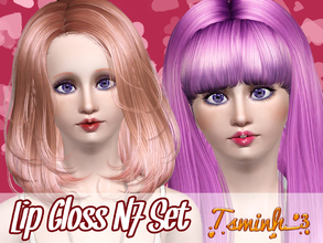 Sims 3 — Lip Gloss N7 Set by TsminhSims — A New Lip Gloss Set N7, with realistic type: non teeth and with teeth - For