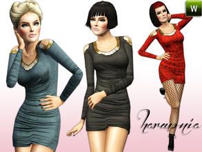 Sims 3 — Cut Out Shoulder With Metal Strap Bodycon Dress by Harmonia — 