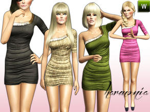 Sims 3 — One Shoulder With Metal Strap Bodycon Dress by Harmonia — 