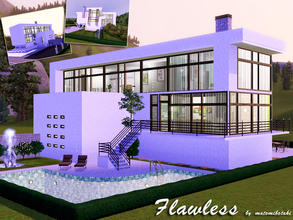 Sims 3 — Flawless by matomibotaki — Modern cube-style, split-level house, with large window-frontages, in pure white