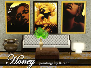 Sims 3 — Honey by Rirann — A set of paintings with beautiful ladies. Performed in warm brown and yellow colors. These