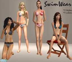 Sims 2 — SO_Collection_244 by Sophel21 — set of swimwear - 2 styles and each come in 5 colors. Includes a tropical styled