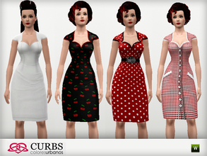Sims 3 — 4 pin up dresses set01 by Colores_Urbanos — This set includes 4 dresses pin up with different details. Fully