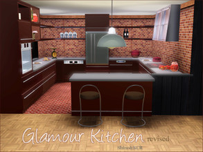 Sims 3 — Kitchen Glamour by ShinoKCR — Here we come with a huge modern Kitchenset with a shiny woodfront - it includes