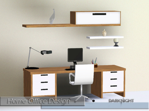 Sims 3 — Home Office Design by DarkNighTt — This set have 6 objects. -Desk -Chair -Table Lamp -Shelf (x2) -Decor Object