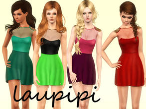 Sims 3 — Catch Me Dress by laupipi2 — New recolorable dress with transparencies and an embellished zone on the shoulders