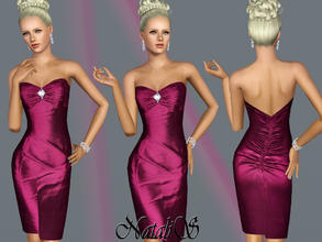 Sims 3 — Satin cocktail sheath dress FA-YA by Natalis — Shining satin dress with delicate folds on the chest and back.