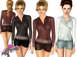 Sims 3 — Shorts and jacket with fur by Weeky — Shorts and jacket with fur - recolorable - custom CAS and launcher