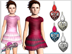 Sims 3 — Dress and earings SET by Weeky — Dress and earings SET - This set contains earings (left and right) and dress.