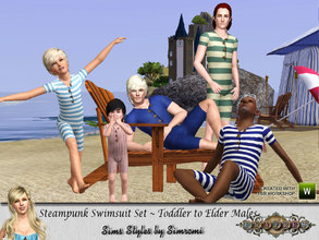 Sims 3 — Fratres Steampunk Swimsuit Set ~ Toddler to Elder by simromi — Now your sims can hit the beach running in this