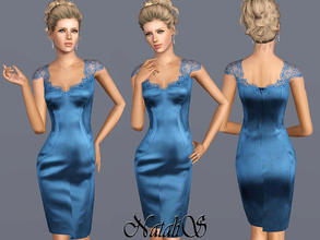 Sims 3 —  Delicate lace satin dress FA-YA by Natalis — Satin sheath dress trimmed with delicate lace. Perfect for a