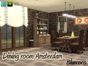 Sims 3 — Dining Room Amsterdam by bluecoco2 — Urban rustic style dining, cottages ideal for sims or lovers of nature and