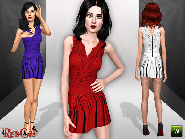 Sims 3 — Date Night Dress by RedCat — 2 Recolorable Palette. 3 Different Styles. Game Mesh. ~RedCat