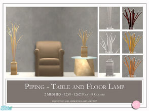 Sims 2 — Piping Lamps by DOT — Piping Lamps. Floor and Table Lamps. 2 Meshes plus recolors. Sims 2 by DOT of The Sims