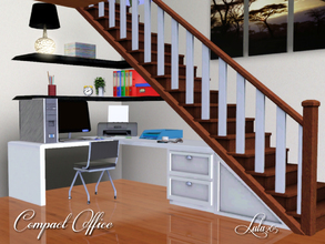 Sims 3 — Compact Office by Lulu265 — Here is a fully equipped compact office that will fit under the stairs in you sims