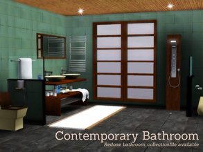 Sims 3 — Contemporary Bathroom by Angela — Contemporary style bathroom, set contains the following items: Toilet, Sink,