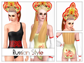 Sims 3 — Russian Style by Kiolometro — Funny Russian set of clothes. At each of the three things have patterns. Has a