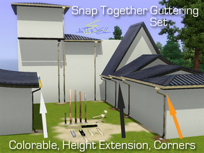 Sims 3 — Guttering Set by mikeaus692 — Guttering Set by Attewell : Colorable : Designed for Gable and Flat Roofs : Stop