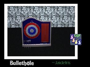 Sims 2 — JaideIris Custom Dartboards - Bullethole Dartboard by Jaideiris2 — A dartboard with realistic bulletholes.