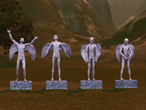 Sims 3 — Male Angel Statues by sim_man123 — A small set of four male angel statues in various poses. Perfect for use in