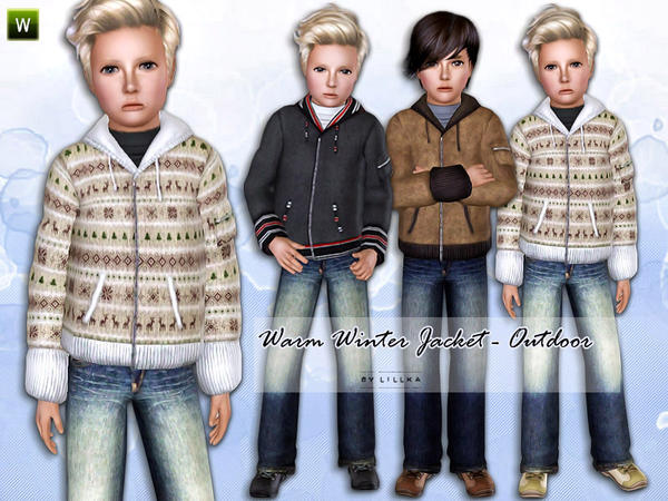 Sims 3 — Warm Winter Jacket for Boys by lillka — Winter Jacket for boys. Everyday/Outdoor 3 styles/4 recolorable