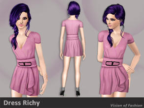 Sims 3 — Vision of Fashion - Dress Richy by Visiona — Recolorable spring dress - belt with black application (not
