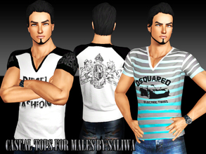 Sims 3 — Casual Tops by saliwa — Casual and Daily Tops for your male sims. All logos can be recolorable. Enjoy.