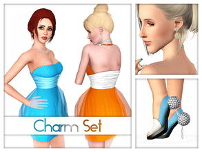 Sims 3 — Charming Set by Kiolometro — Bright dresses and accessories for sims. Translucent skirt. Unusual shoes. Earrings