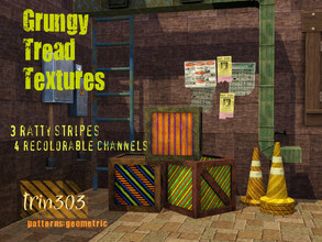Sims 3 — Grungy Tread Textures by trin3032 — 3 really grimy stripes with 4 recolorable channels each. Made in CAP by