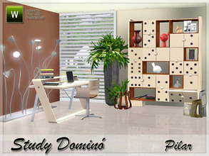 Sims 3 — Study Domino by Pilar — The Domino shelving chairs this set, as it is named, modern furniture and casual